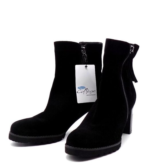 Aqua College Rae Ankle Boots Size 8 Suede Waterproof Black - Picture 1 of 6